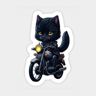 Biker Cute Black Cat Riding Motorcycle Sticker